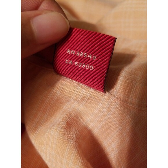 IZOD Luxury Sport Size M Men's Orange Striped Shirt Button Down Short Sleeve Top - Picture 5 of 7